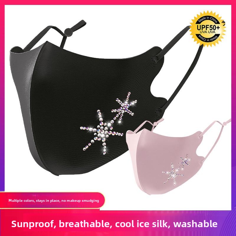Cloth Face Mask Washable - Women's Sparkling Rhinestone Face Mask Ice