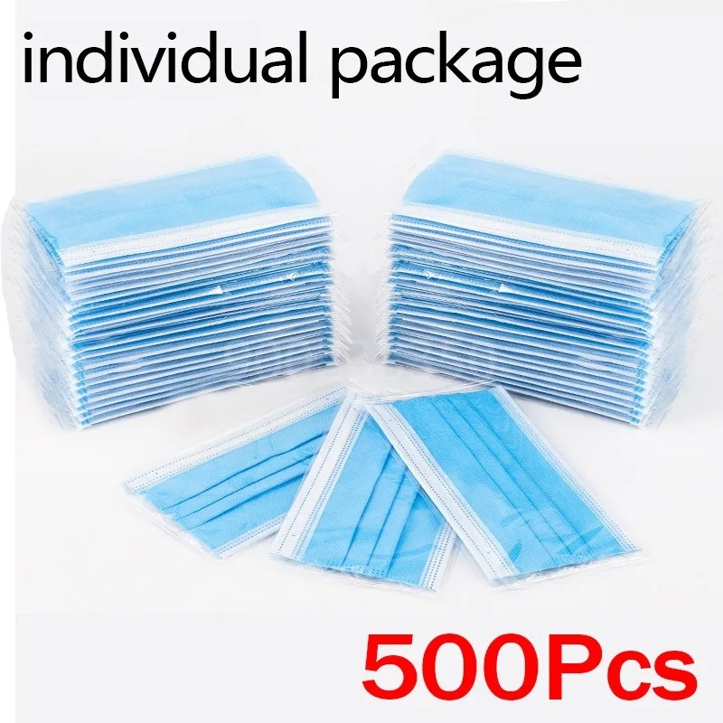 50-500pcs Disposable Adults in - огляд і ціна Disposable Mask Blue
