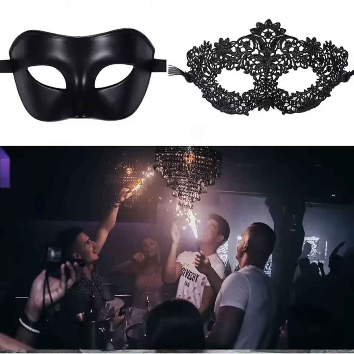 2pcs Elegant Black Lace Masque - огляд і ціна Black Face Mask Pack