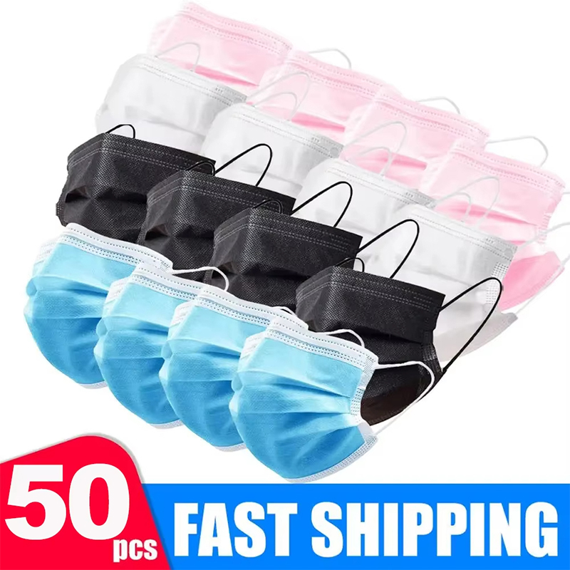 50Pcs Unisex 3-layer Mask Face - огляд і ціна Disposable Mask Blue