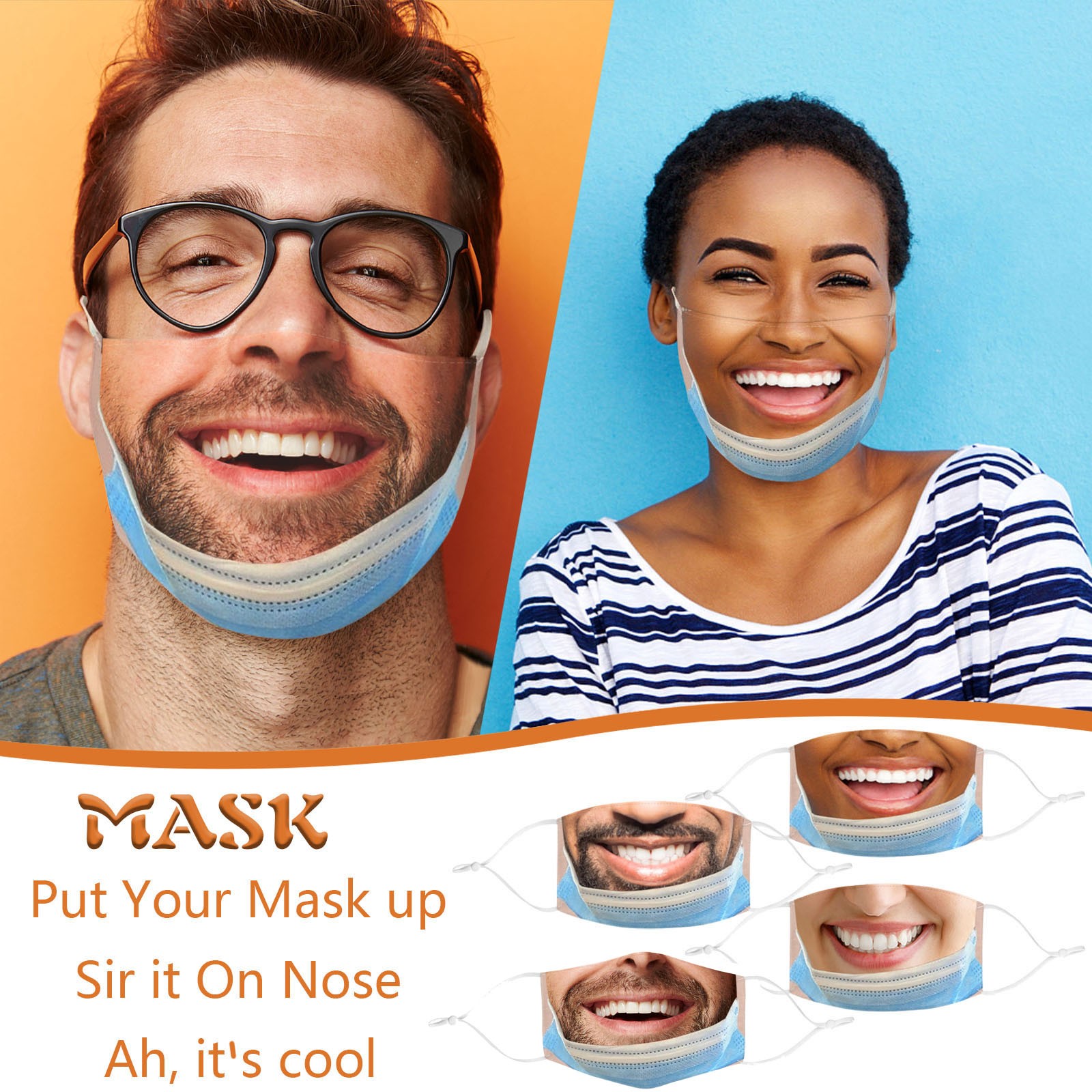 Adult Funny Mouth Mask Funny C - огляд і ціна Cloth Face Mask Washable