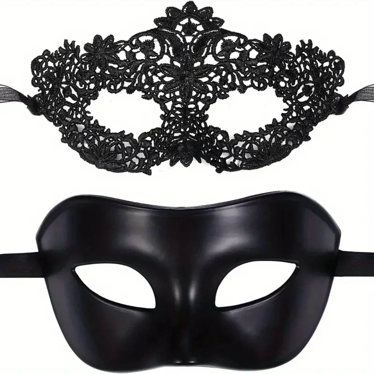 2pcs Elegant Black Lace Masque - огляд і ціна Black Face Mask Pack